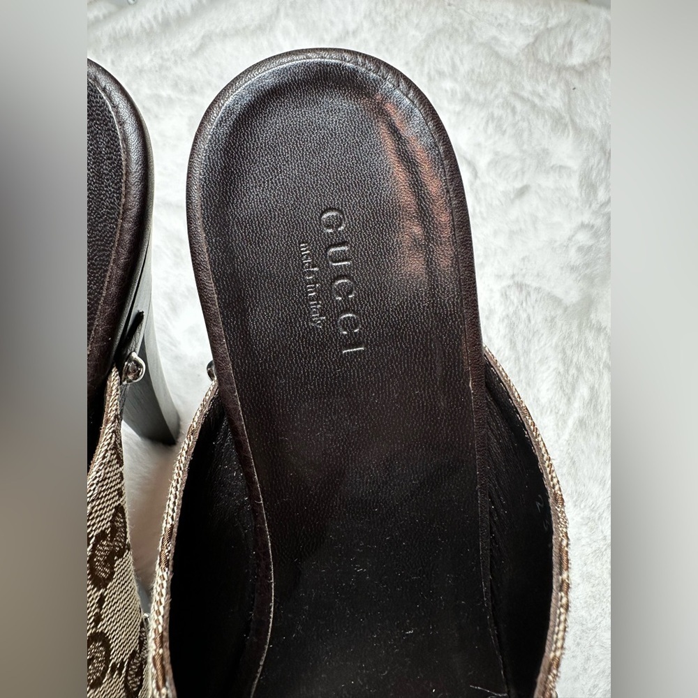 Gucci Women's Brown Monogram Mules - Picture 7 of 16